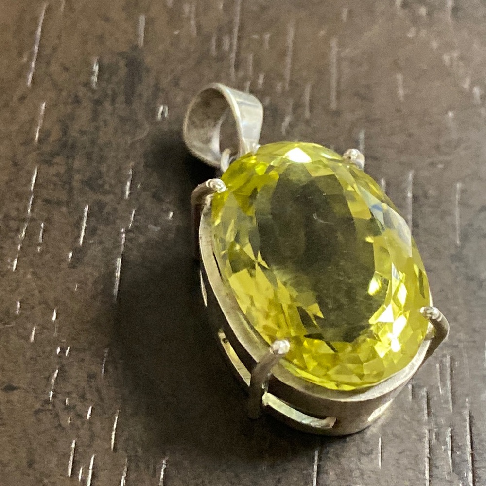 Lemon Quartz Sterling Silver Oval Pendant